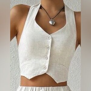 SHEIN Linen Cropped Halter Vest